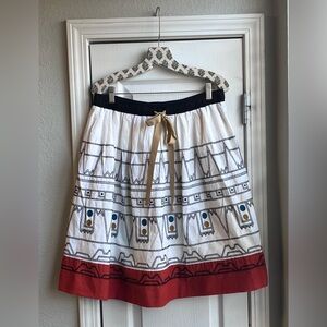 Anthropologie Edme & Esyllte Mendoza Codex Embroidered Geometric Skirt Size 12